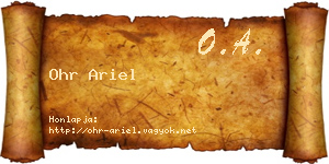 Ohr Ariel névjegykártya